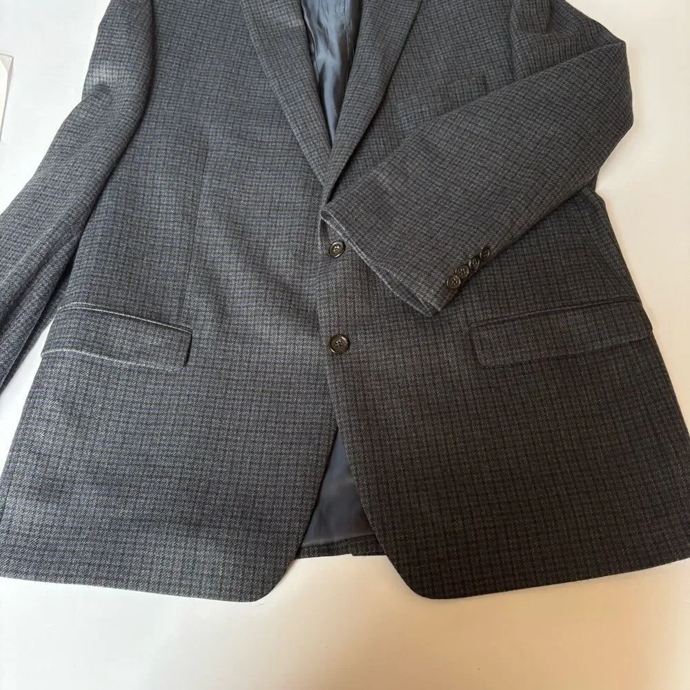 Lauren Ralph Lauren Men's Blue/Black Plaid Wool Sport Coat Size 48R 2 button
